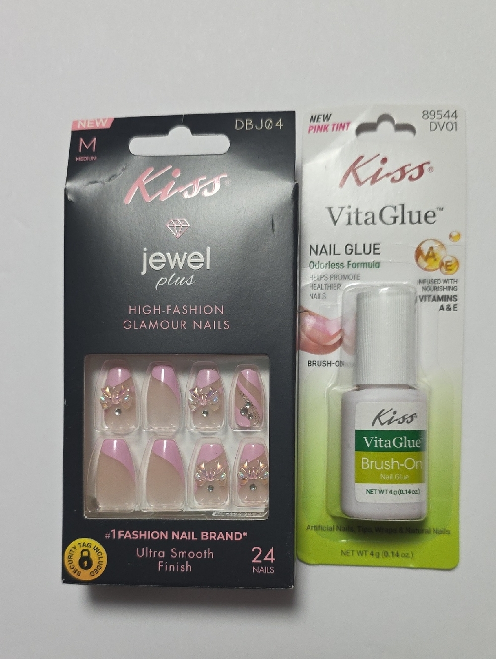 Kiss Jewel Plus Pink High Fashion Glamour Rhinestone Nails & VitaGlue